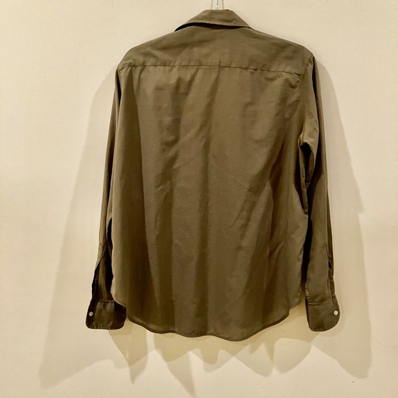 Frank & Eileen Eileen Buttonfront Shirt Army Green Featherweight Cotton S - Picture 5 of 9